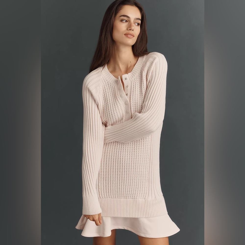NWT! Anthropologie Daily Practice Twofer Waffle-Knit Mini Dress - Large 🪑
